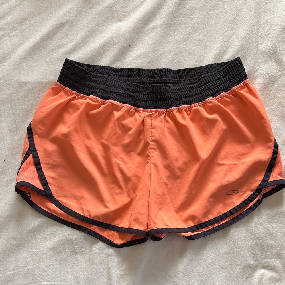 Champion Women's Charcoal and Orange Athletic Shorts